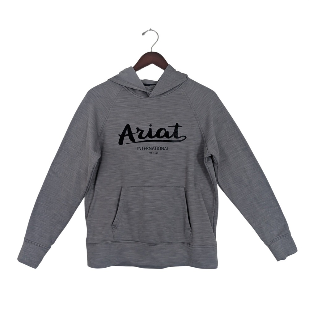 Ariat Mens AriatTek Cold Series Gray Logo Hoodie Sweatshirt Medium